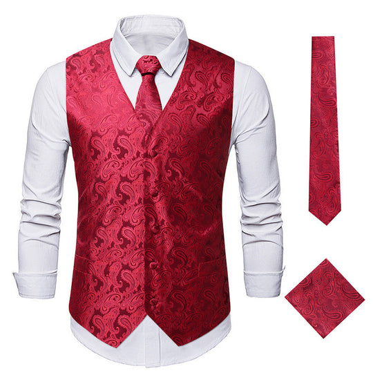 Herren elegante Anzugweste mit eleganten Paisley-Muster und passendem Zubehör ShopNory
