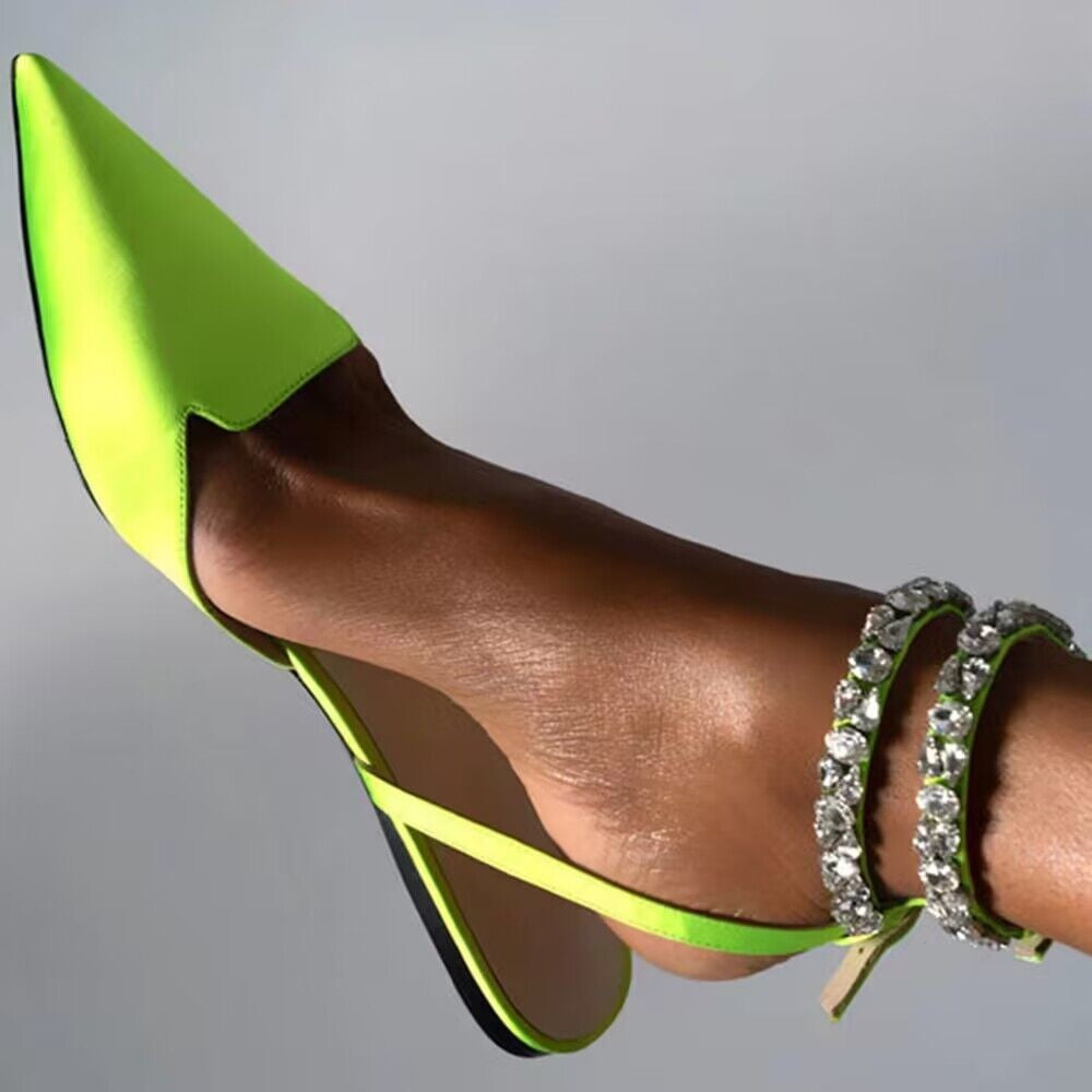 Damen elegante Slingback-Ballerinas mit funkelnden Strass-Details