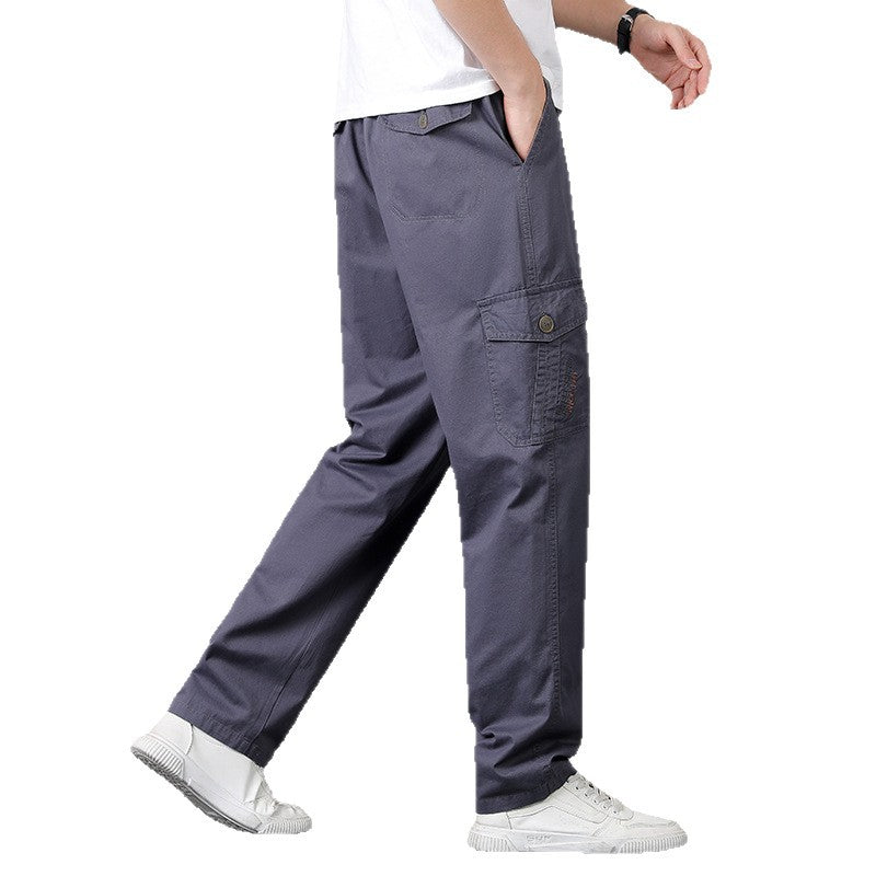 Herren Weite Cargo-Hose mit elastischem Bund, aufgesetzten Klappentaschen & geradem Bein Shop Nory