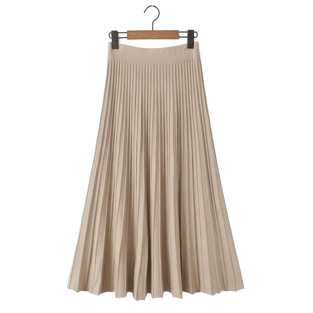Damen Plissierter Maxi-Rock mit hohem Stretchbund Shop Nory