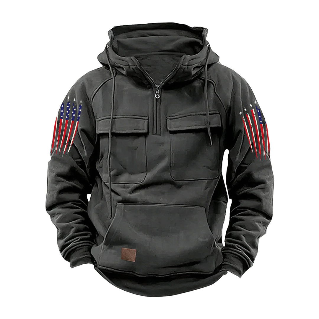 Herren nan Kapuzenpullover mit Halbzip, Cargo-Brusttaschen und Kängurutasche Shop Nory