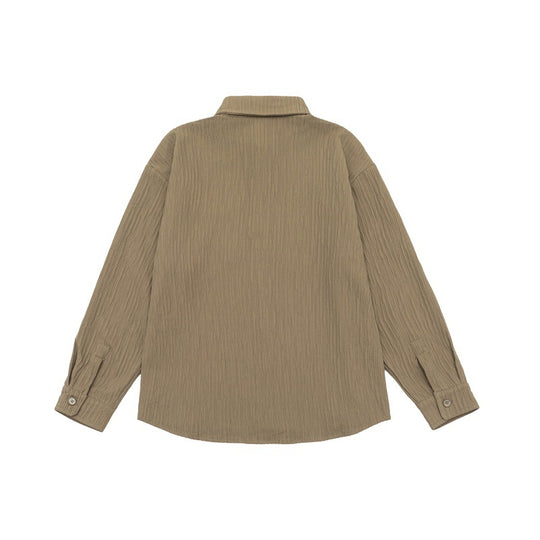 Unisex Texturierte Oversize-Hemdjacke mit Waffelstruktur und Brusttasche Shop Nory
