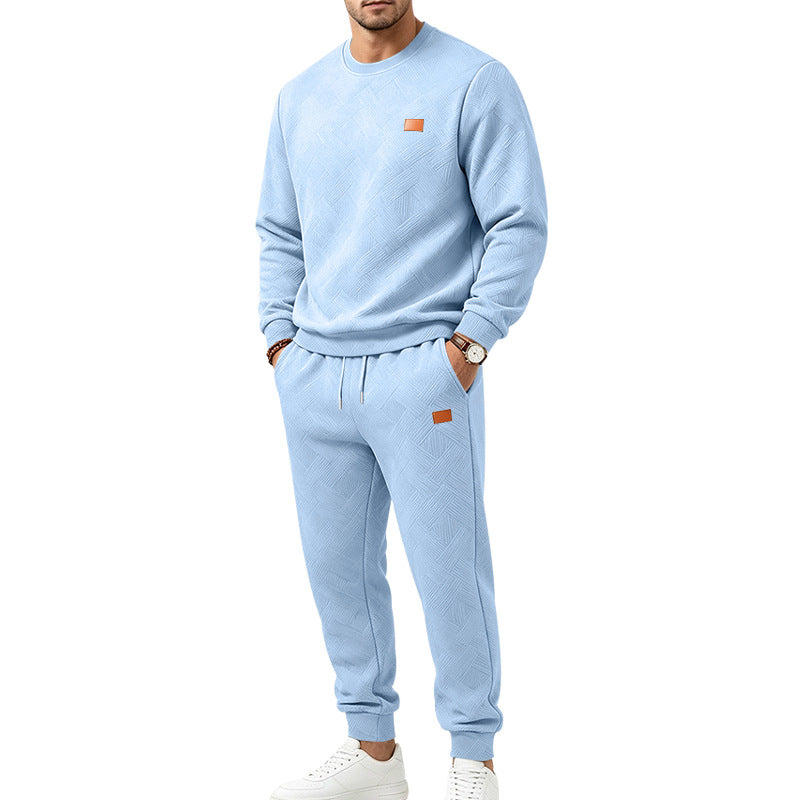 Herren Gemustertes Komfort-Sweatset mit Rundhals-Sweatshirt und Kordel-Jogginghose Shop Nory