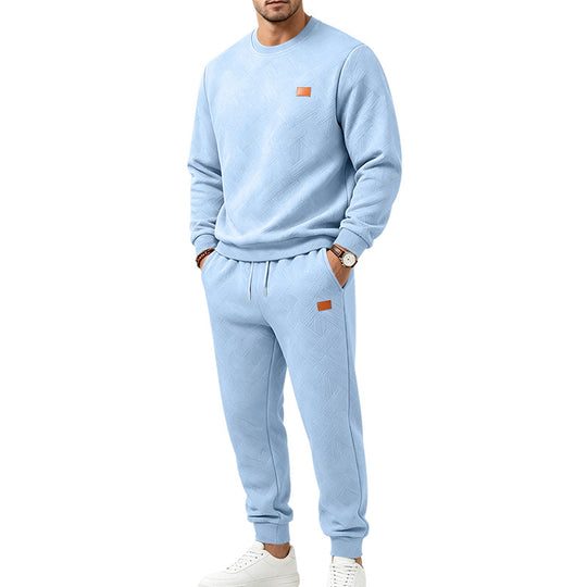 Herren Gemustertes Komfort-Sweatset mit Rundhals-Sweatshirt und Kordel-Jogginghose Shop Nory