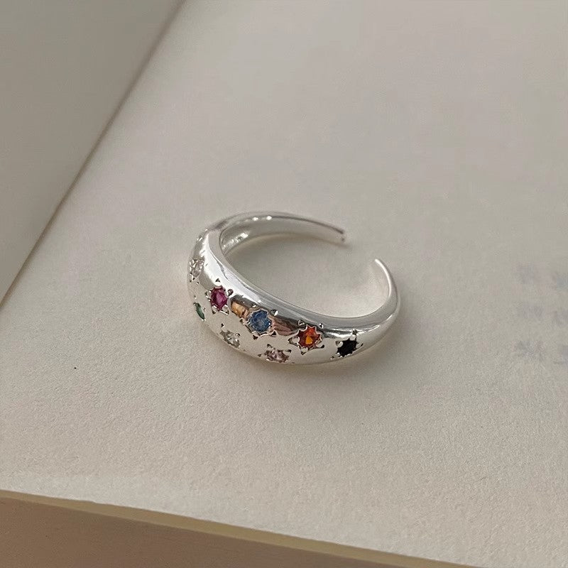 Damen Funkelnder Ring mit multicolor Steinen Shop Nory