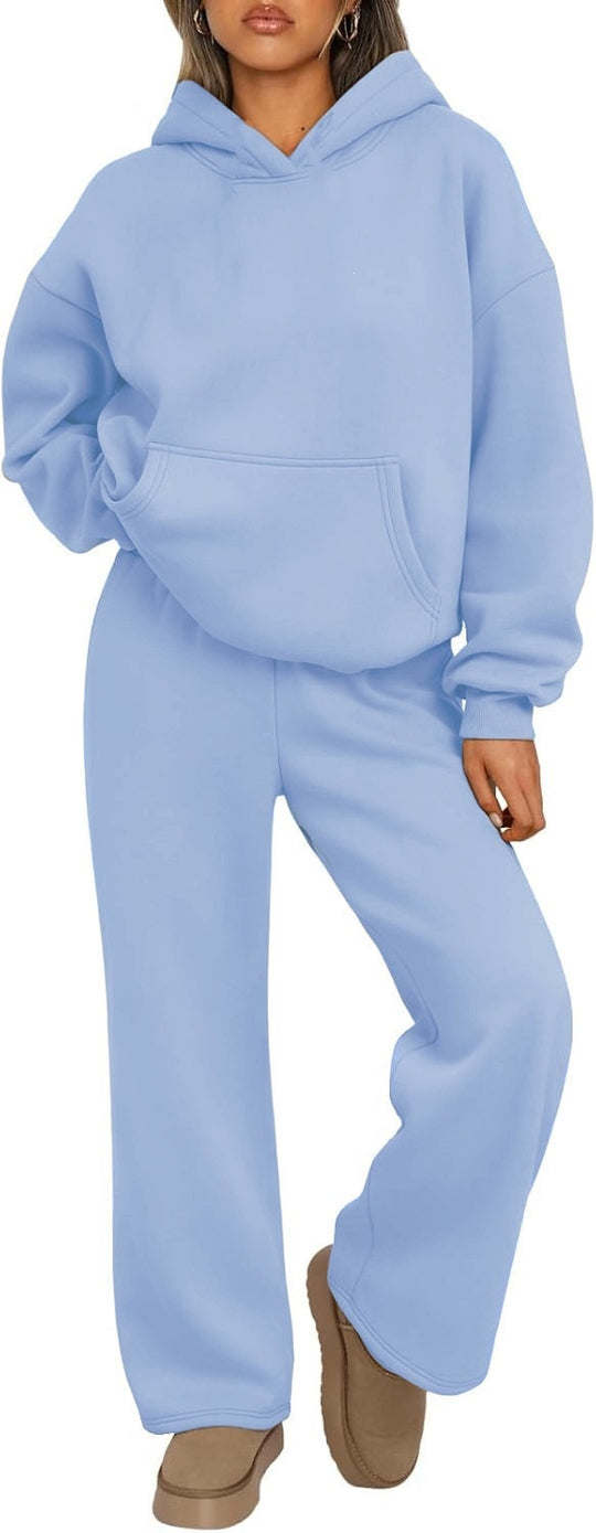 Damen nan Cozy-Loungewear-Set mit oversized Kapuzenpullover, Kängurutasche und weiten Palazzo-Jogginghose Shop Nory