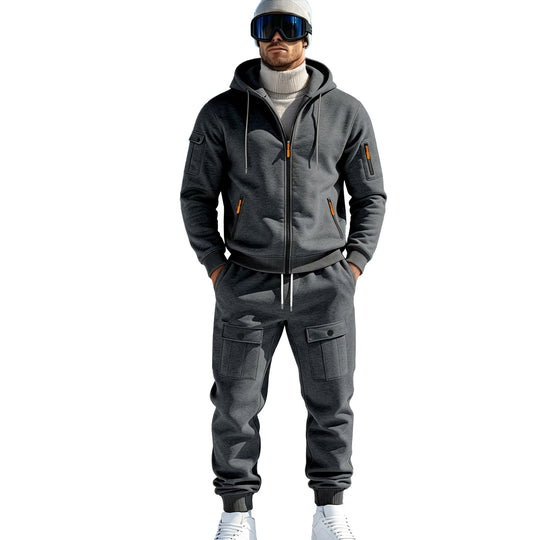 Herren Komfort-Fleece Hoodie mit Reißverschluss, Kapuze und Utility-Ärmeltasche Shop Nory