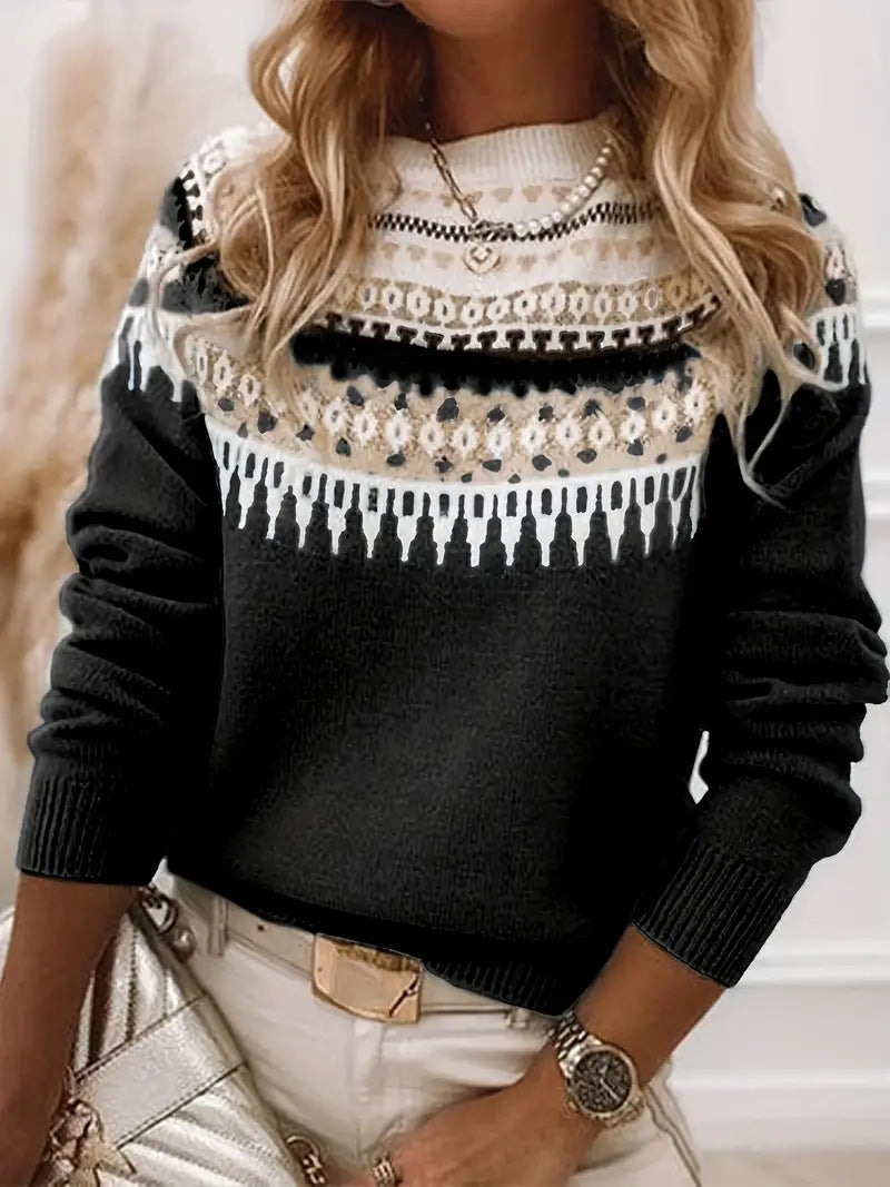 Damen nan Norwegerpullover aus Wollmix mit Rundhalsausschnitt und traditionellem Fair-Isle-Yoke Shop Nory