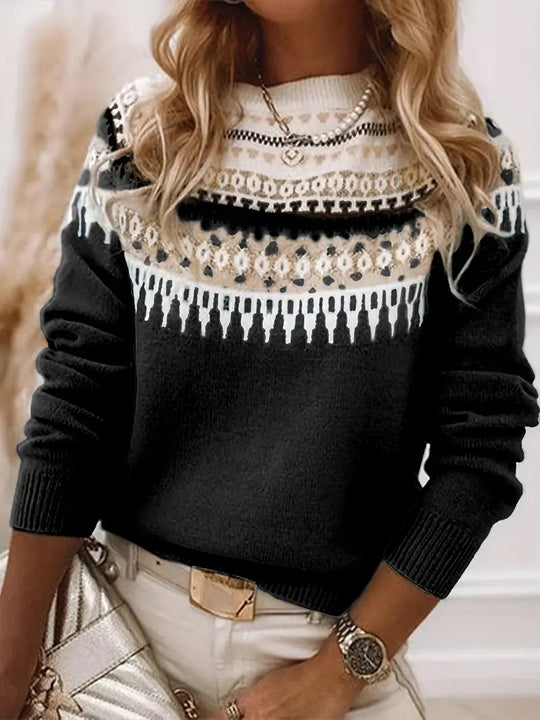 Damen nan Norwegerpullover aus Wollmix mit Rundhalsausschnitt und traditionellem Fair-Isle-Yoke Shop Nory