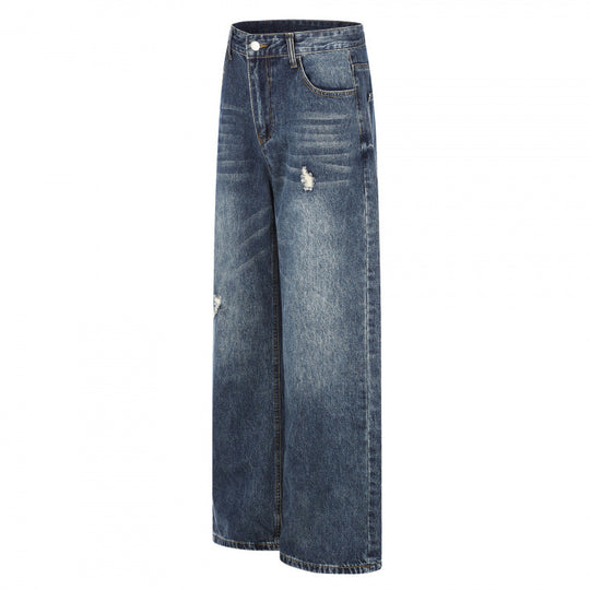 Damen Highwaist-Jeans im Wide-Leg-Schnitt mit Used- und Destroyed-Details Shop Nory