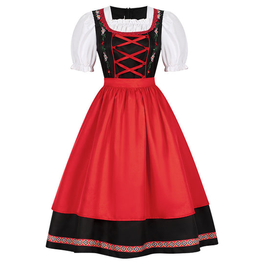 Damen nan traditionelles Dirndlkleid mit besticktem Mieder, Puffärmeln und Schürze Shop Nory