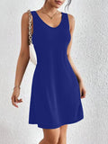 Damen lässiges A-Linien Kleid mit tiefem V-Ausschnitt und weichem Jersey-Material
