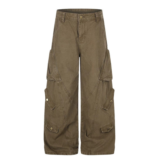 Damen Weite High‑Waist Cargo‑Culottehose mit Multi‑Taschen Shop Nory