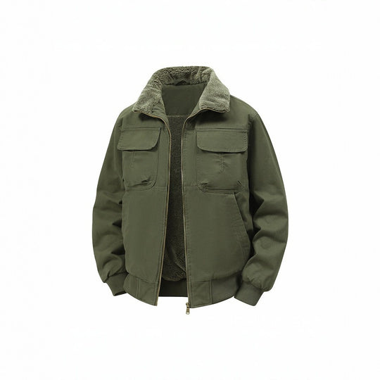 Herren Thermo‑Bomberjacke mit durchgehendem Reißverschluss, Sherpa‑Kragen und Utility‑Taschen Shop Nory