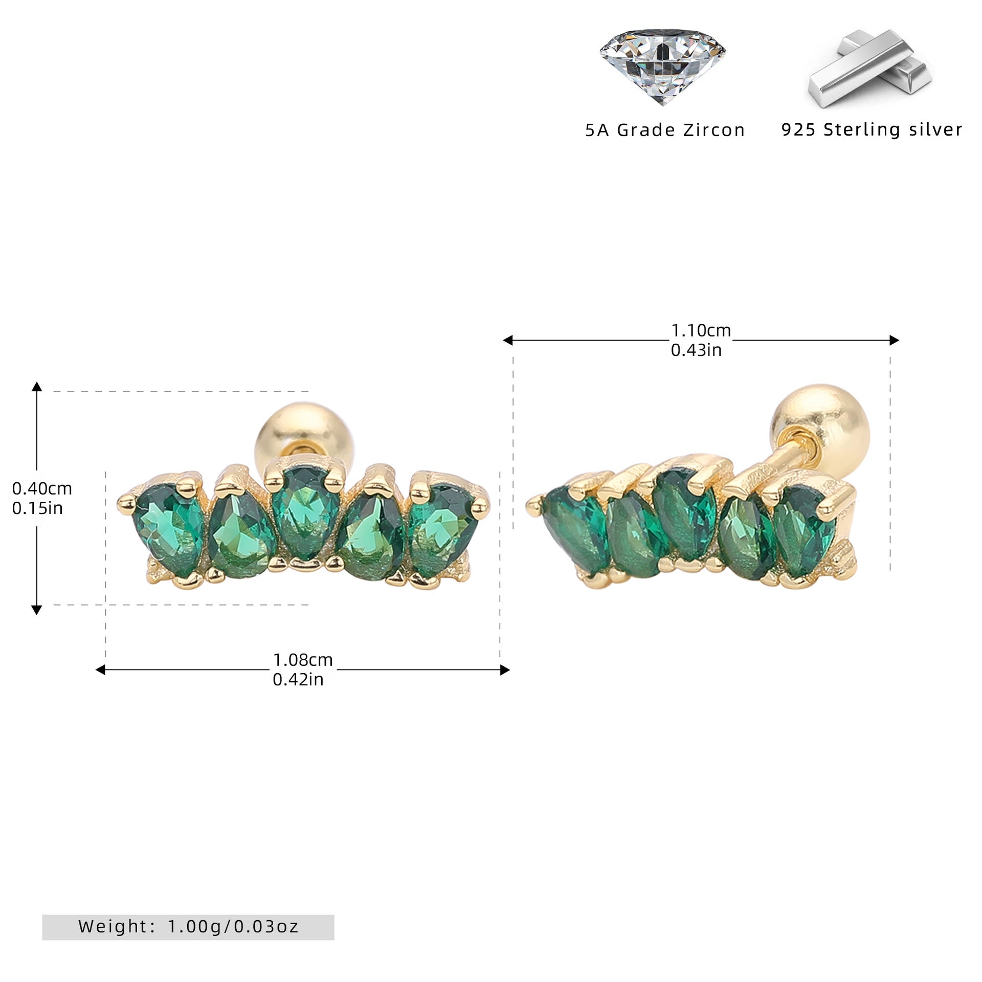 Damen Ohrstecker mit luxuriösem Zirkonbesatz aus hochwertigem 925 Sterling Silber Shop Nory