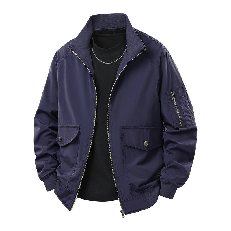 Herren Wind- und Wasserabweisende Urban-Bomberjacke mit Stehkragen und Mehrfach-Taschen Shop Nory