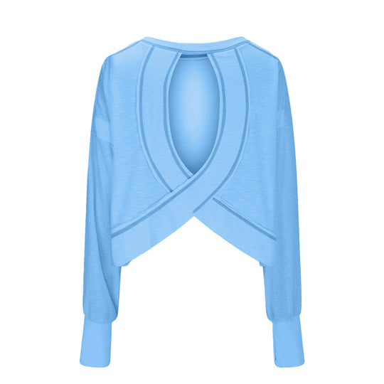 Damen Cropped-Sweatshirt mit überkreuztem Cut-Out-Rücken und rohen Saumkanten Shop Nory
