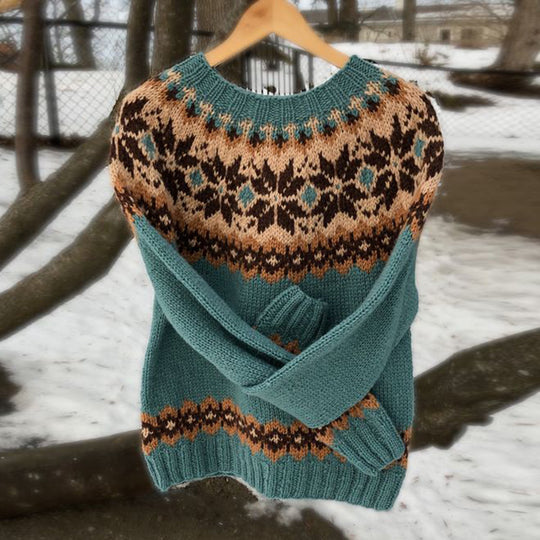 Damen nan Norwegerpullover aus Wollmix mit Rundhalsausschnitt und traditionellem Fair-Isle-Yoke Shop Nory