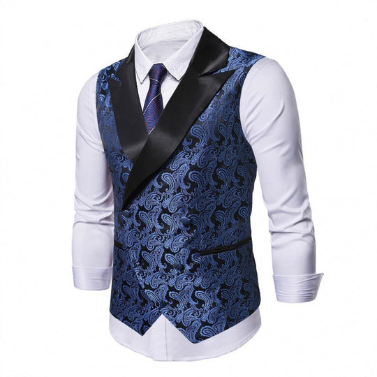 Herren Satin-Paisley-Weste mit Schalkragen und tailliertem Smoking-Look Shop Nory