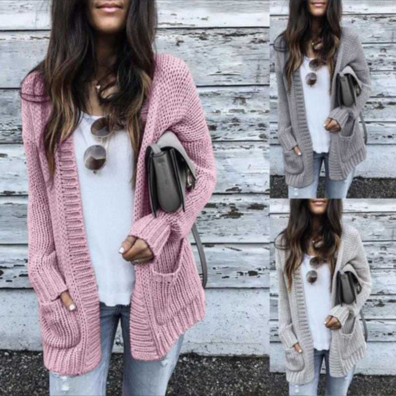 Damen Grobstrick-Cardigan mit lässigem Schnitt und praktischen Taschen