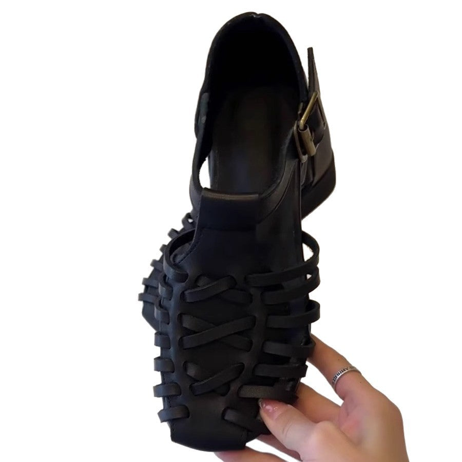 Damen Sandalen im trendigen Gitterdesign mit Blockabsatz Shopnory