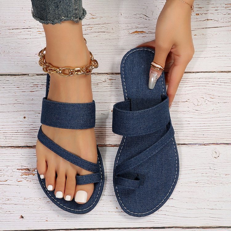 Damen lässige Slide-Pantoletten aus Denim