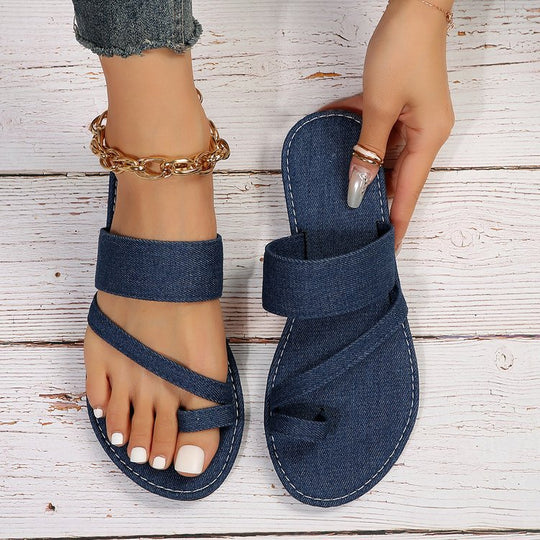 Damen lässige Slide-Pantoletten aus Denim