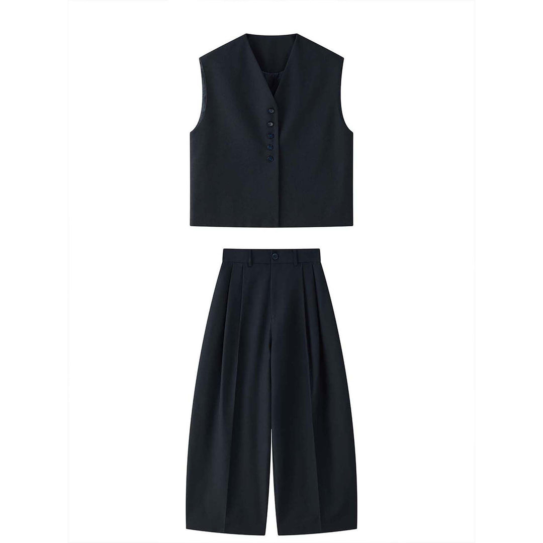 Damen Ärmellose Tailoring‑Weste mit tiefem V‑Ausschnitt und durchgehender Knopfleiste Shop Nory