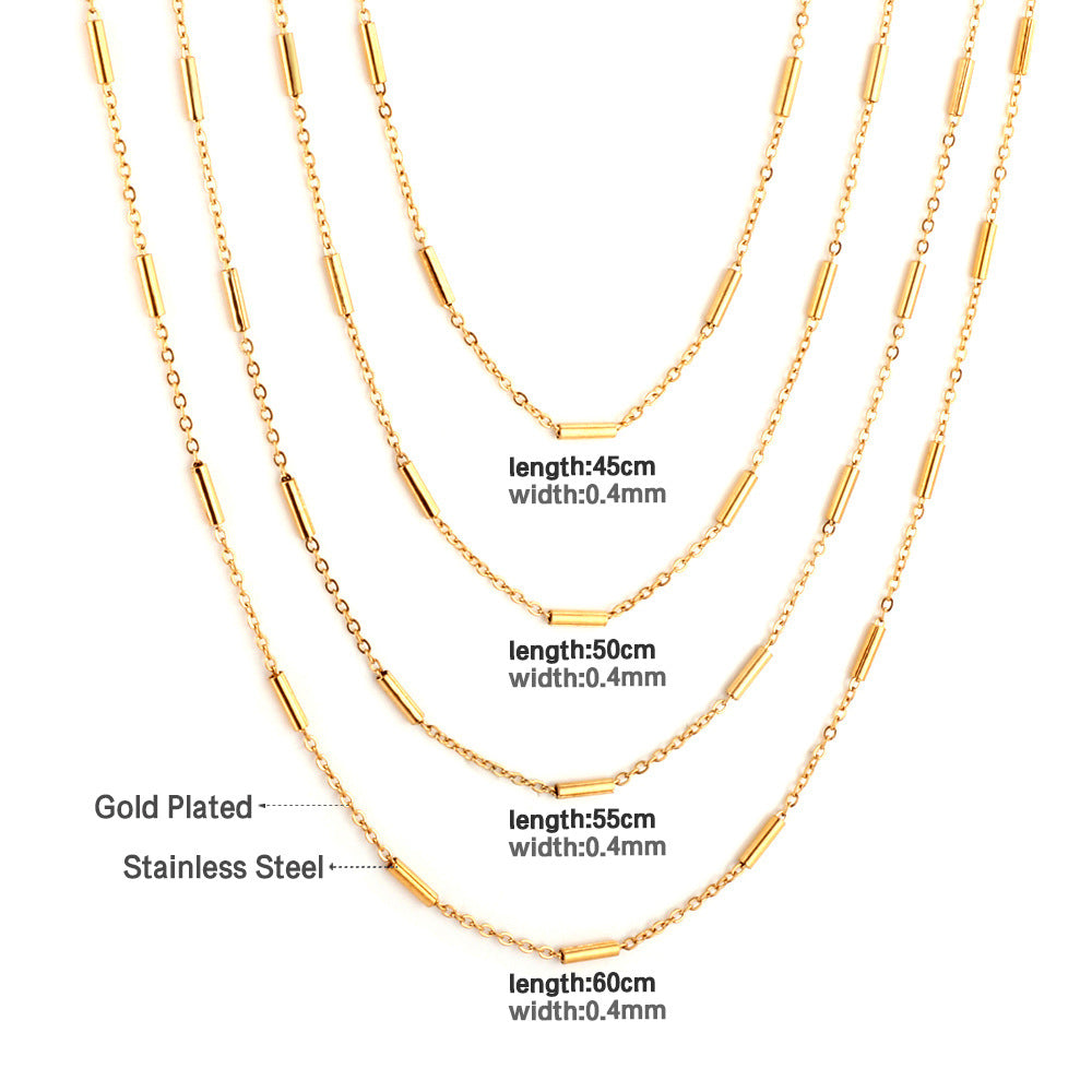 Damen Edelstahl-Halskette mit goldplattiertem Gliederdesign Shop Nory