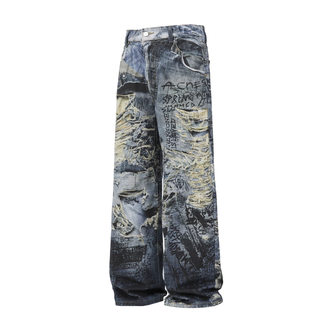 Herren Modische Weit geschnittene Destroyed Jeans Shop Nory