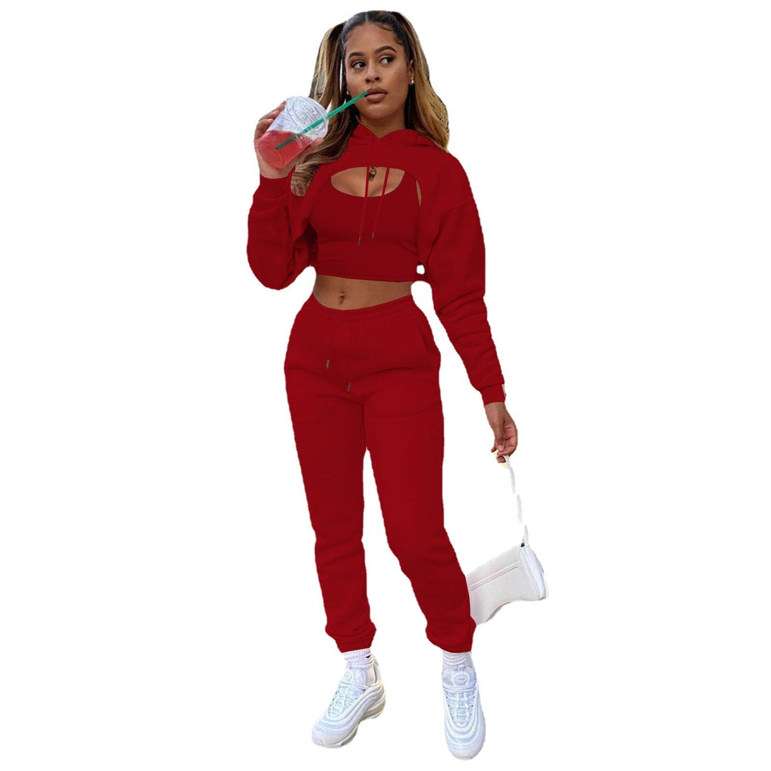 Damen Sportlicher Zweiteiler mit cropped Hoodie und bequemen Jogginghosen
