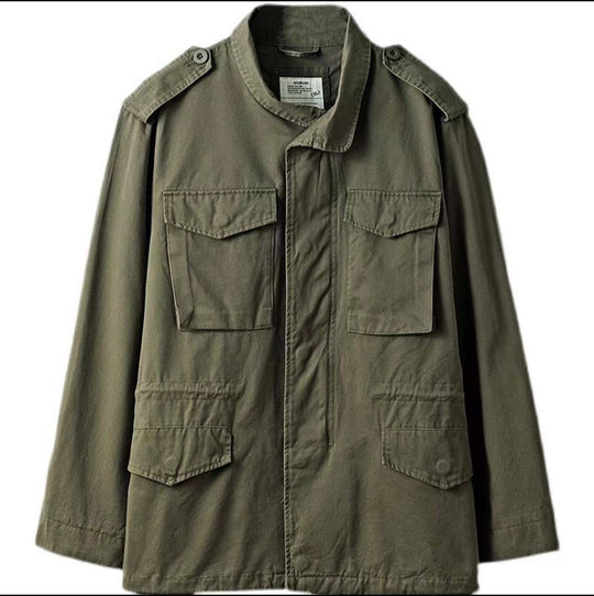 Herren nan leichte Baumwoll-Feldjacke mit aufgesetzten Taschen und Schulterklappen Shop Nory