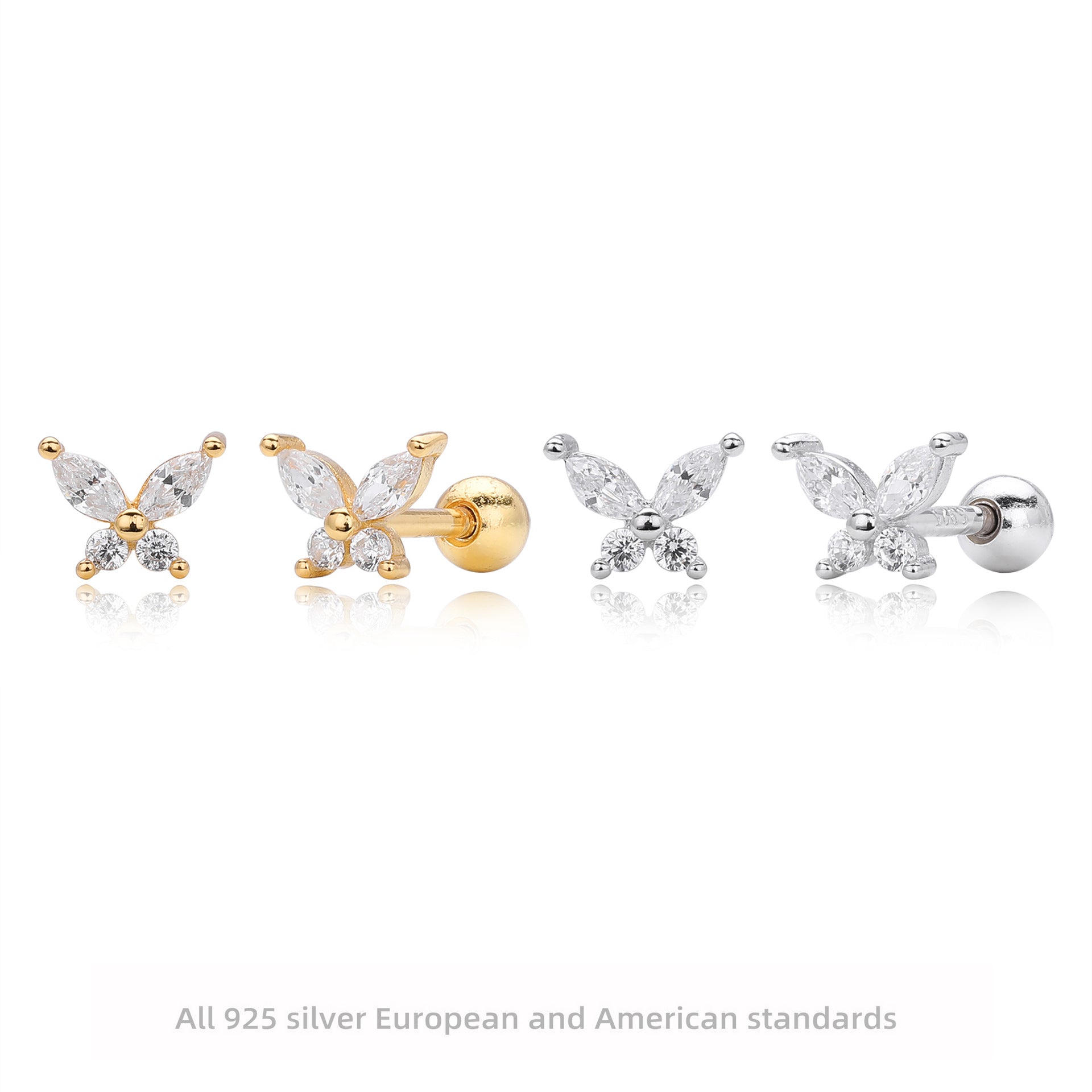 Damen Ohrstecker im eleganten Schmetterlingsdesign aus 925 Sterling Silber Shop Nory