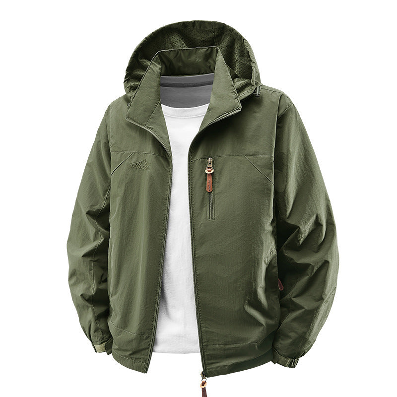 Herren Wasserabweisende ultraleichte Windjacke mit Kapuze, Reißverschluss und Brusttasche Shop Nory
