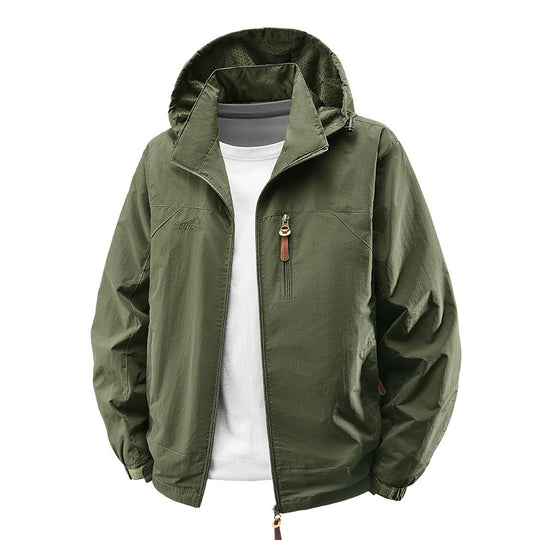 Herren Wasserabweisende ultraleichte Windjacke mit Kapuze, Reißverschluss und Brusttasche Shop Nory