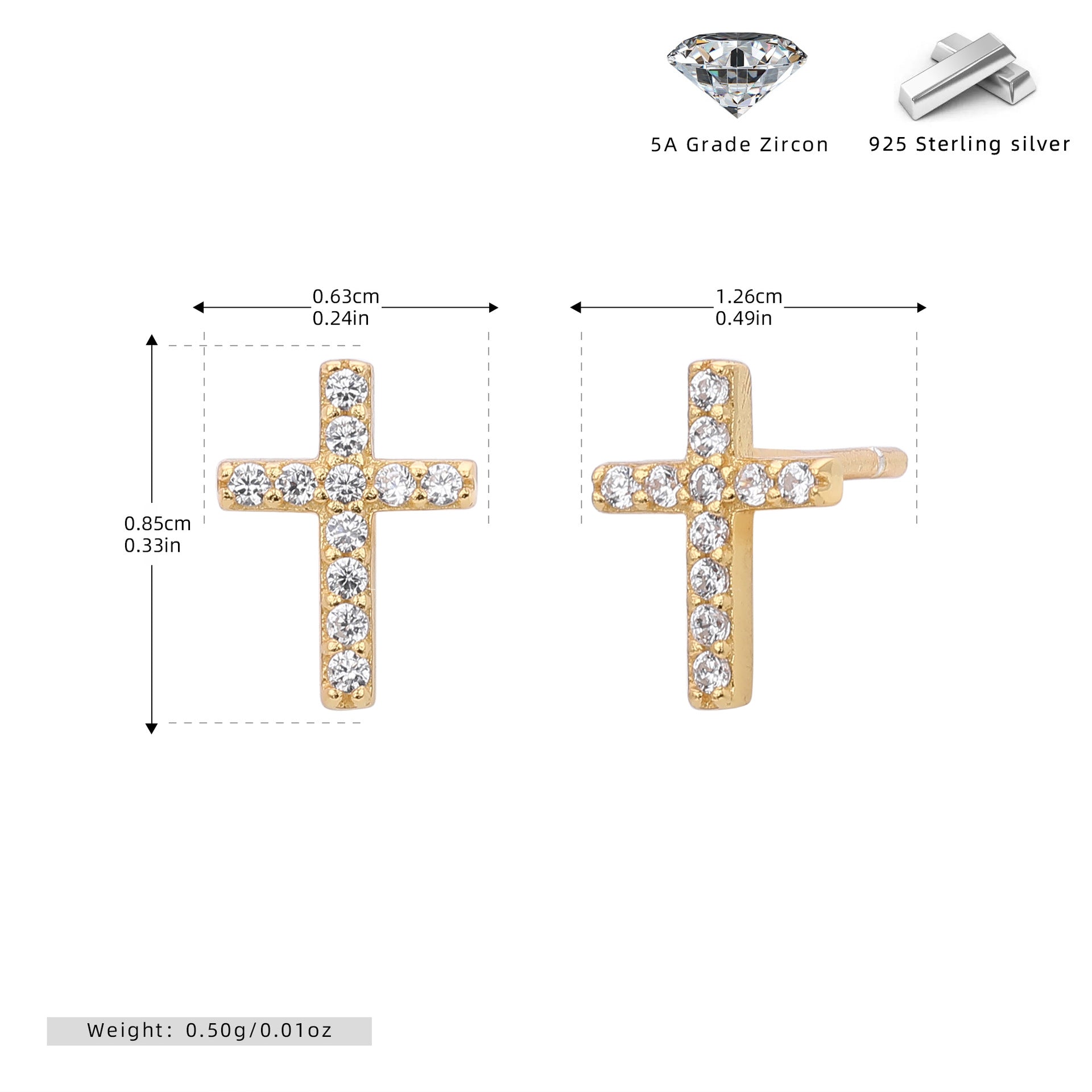 Damen Ohrringe mit elegantem Kreuzdesign aus hochwertigem 925 Sterlingsilber und funkelnden Zirkonen Shop Nory