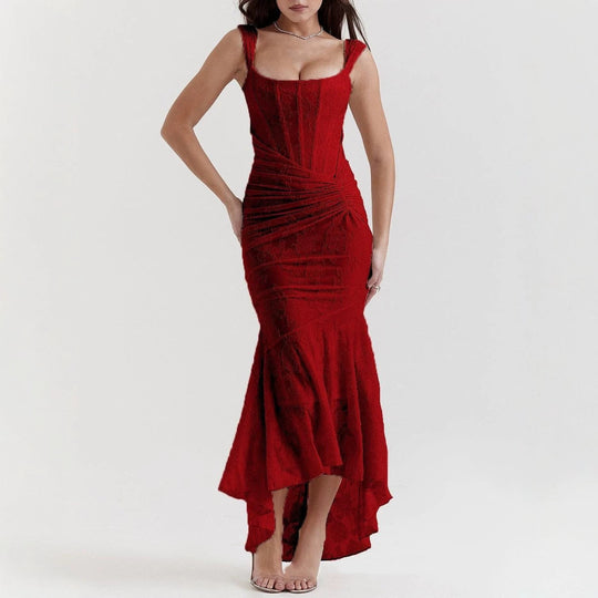 Damen nan eng anliegendes Korsett-Abendkleid mit integrierten Stäbchen, geraffter Wickelpassform und floraler Jacquardstruktur