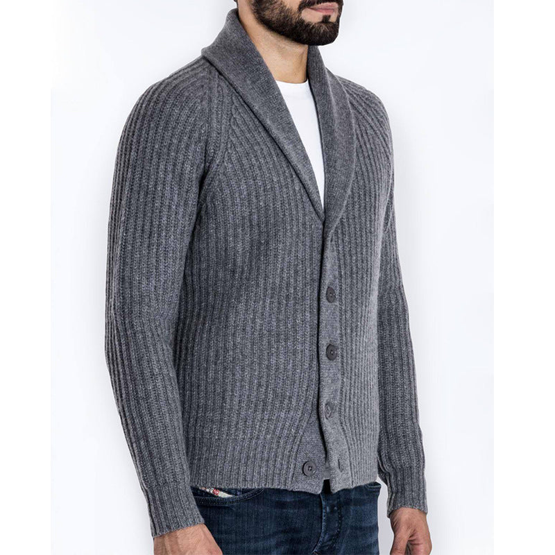 Herren Rippstrick-Cardigan mit Schalkragen und durchgehender Knopfleiste Shop Nory