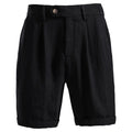 Herren nan lässige Leinenshorts mit Umschlag und Bundfalten