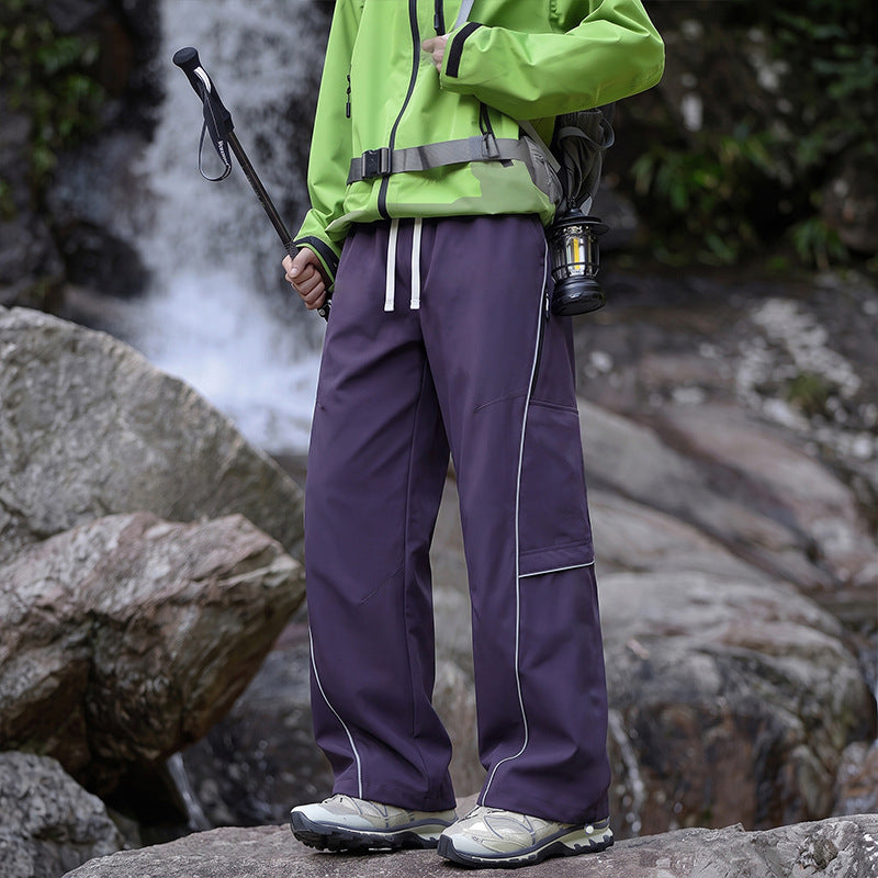 Unisex Wasserabweisende technische Cargo-Hose mit weitem Bein, Reißverschlusstaschen und Kordelzug Shop Nory