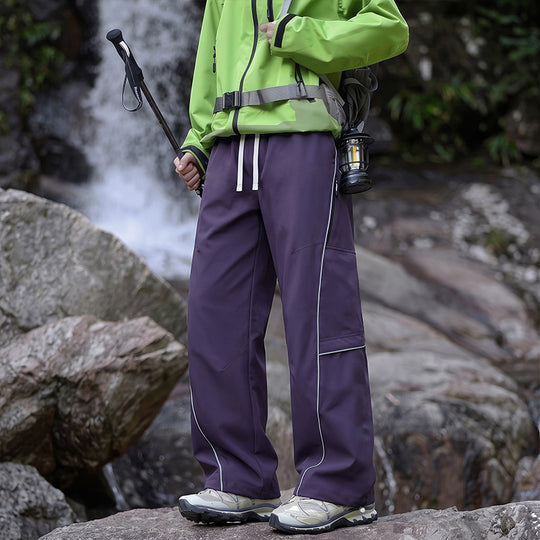 Unisex Wasserabweisende technische Cargo-Hose mit weitem Bein, Reißverschlusstaschen und Kordelzug Shop Nory