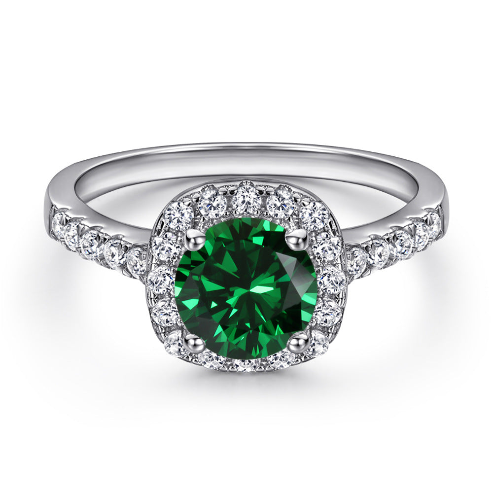 Damen Verlobungsring mit elegantem quadratischem Aquamarin und Zirkonia-Besatz Shop Nory