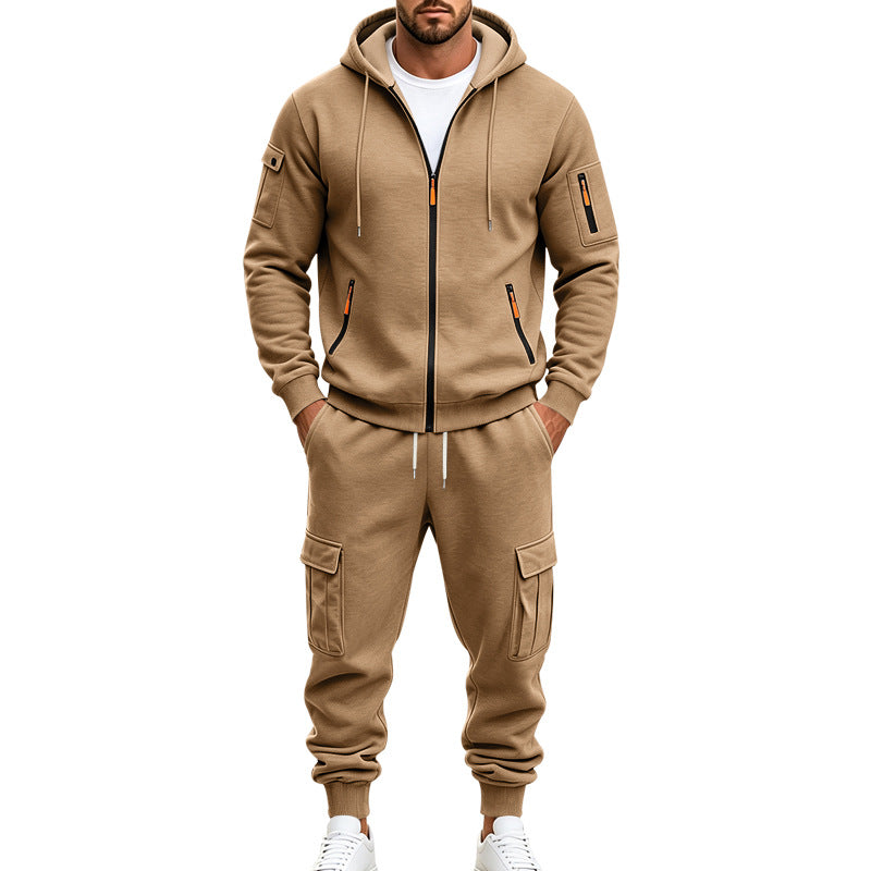 Herren Funktionales Cargo-Sweatset mit Kapuzenjacke und Mehrfachtaschen-Jogger Shop Nory