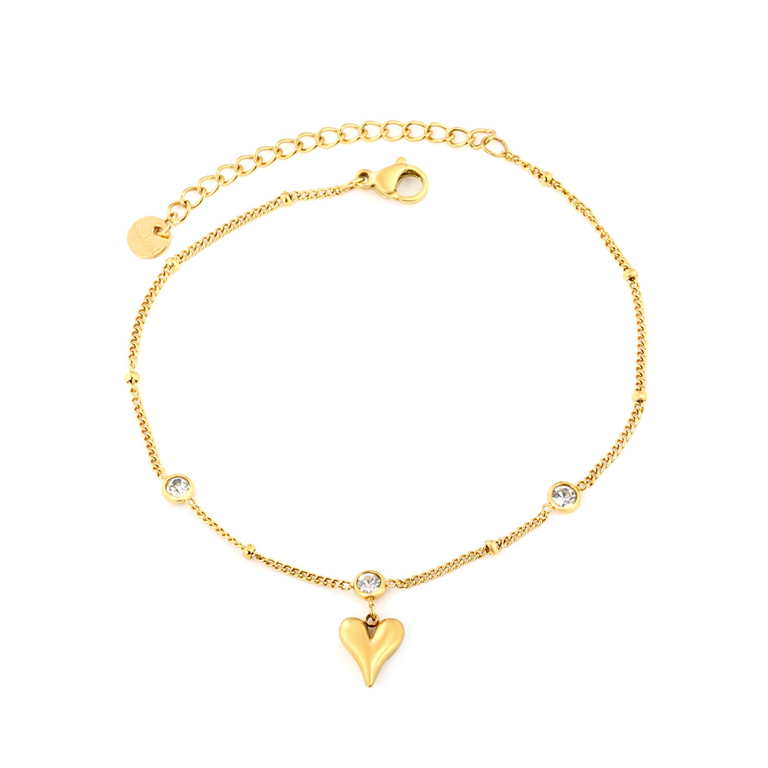 Damen Armband mit funkelndem Herzanhänger und dekorativen Zirkonia-Elementen Shop Nory