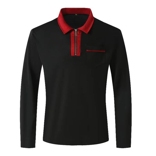 Herren Langarm-Poloshirt mit Halbzip, Kontrastkragen & Brusttasche Shop Nory