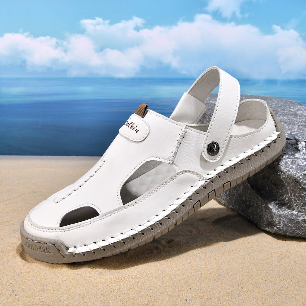 Herren luftige Leder-Sandalen mit verstellbarem Riemen Shopnory