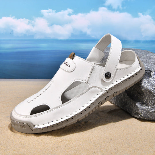 Herren luftige Leder-Sandalen mit verstellbarem Riemen Shopnory