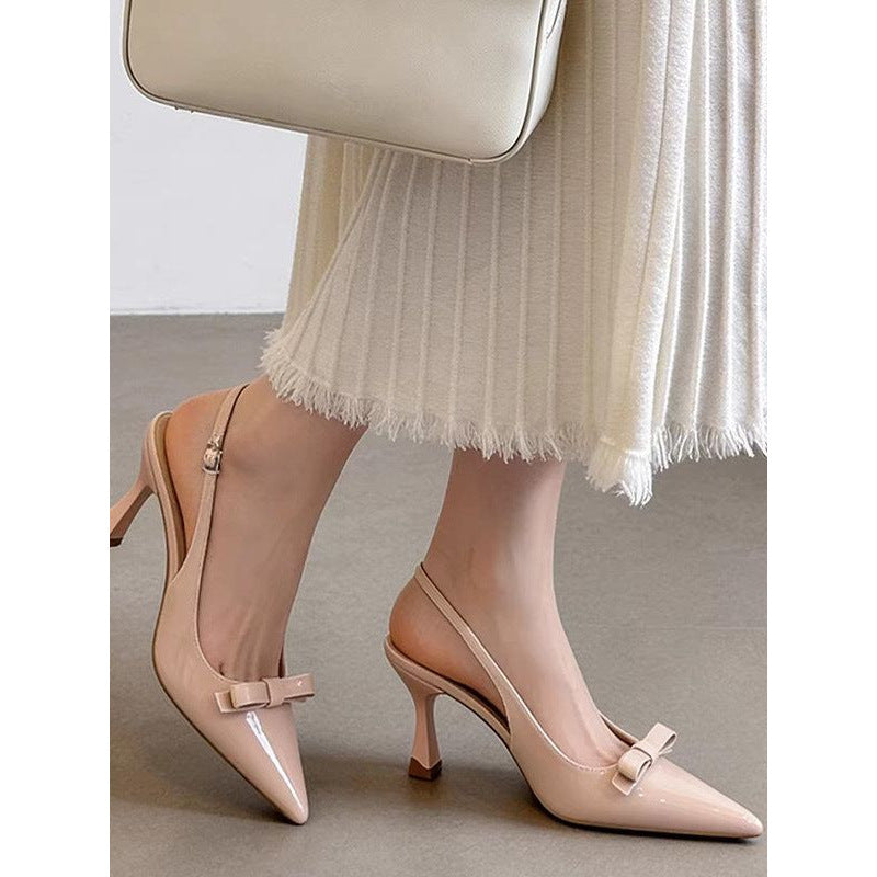 Damen spitze Slingback-Pumps mit eleganter Schleifenverzierung