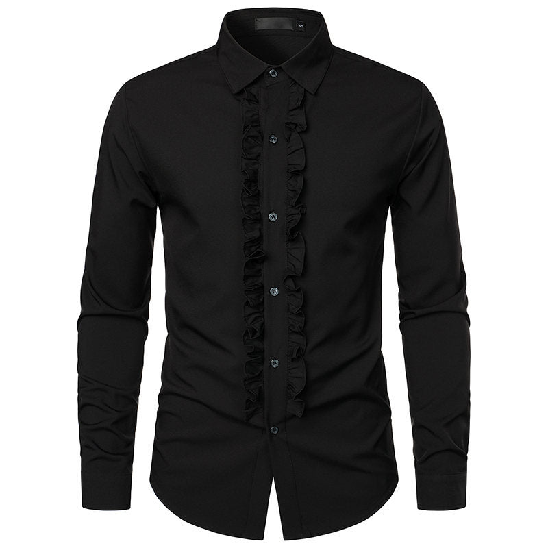 Herren elegantes Rüschenhemd mit modernem Schnitt
