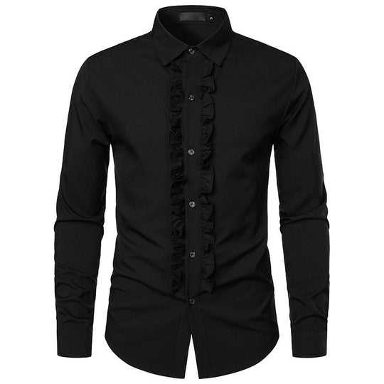 Herren elegantes Rüschenhemd mit modernem Schnitt